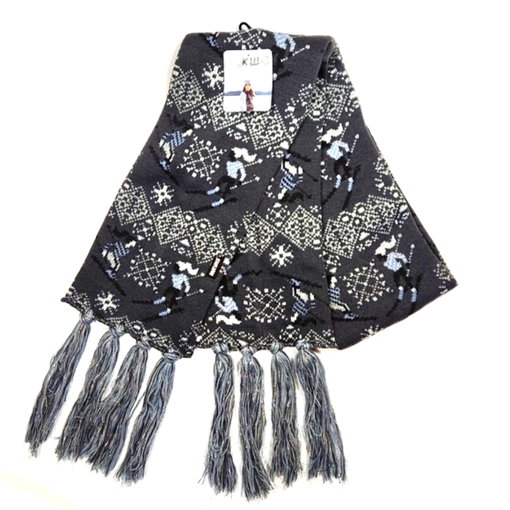 NWT Muk Luks 67" tassel Scarf, Dark Grey Heather OSFM Designed in Milwau…